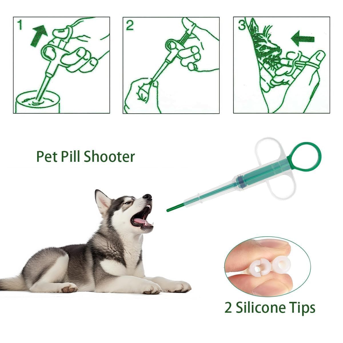 Naturahand 5Pcs Cat Pill Plunger, Green Dog Pill Gun Pet Pill Dispenser Medicine Syringe Puppy Tablet Feeder Liquid Medical Feed