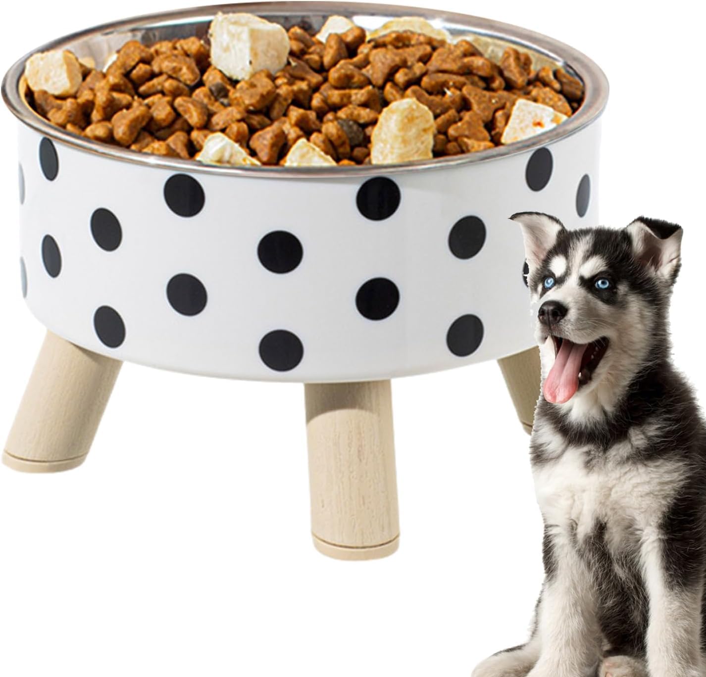 Mixen Elevated Stainless Steel Pet Bowl, Raised Tilted Dog Food And Water Bowl For Neck Protection Non Slip Detachable Dog Feedi