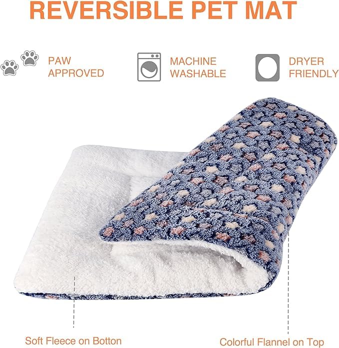 Mora Pets Dog Bed Crate Pad Ultra Soft Pet Bed With Cute Star Print Washable Crate Mat For Large Medium Small Dogs Reversible Fleece Dog Crate Kennel Mat Cat Bed Liner 29 X 21 Inch Dark Blue