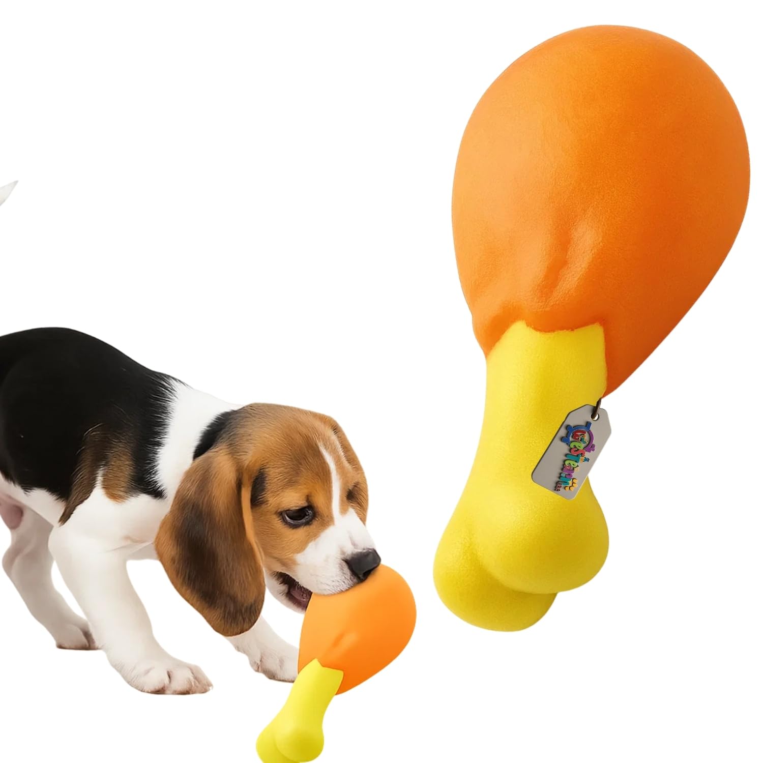 Western Era Chicken Leg Squeaky Dog Toy | Soft Latex Drumstick Chew Toy for Dogs & Puppies | Rubber Toy for Fetch, Teething, Che