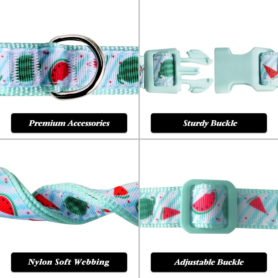 Azuza Bowtie Dog Collar, Stylish And Comfy Watermelon Dog Collar With Bow Tie For Small Dogs