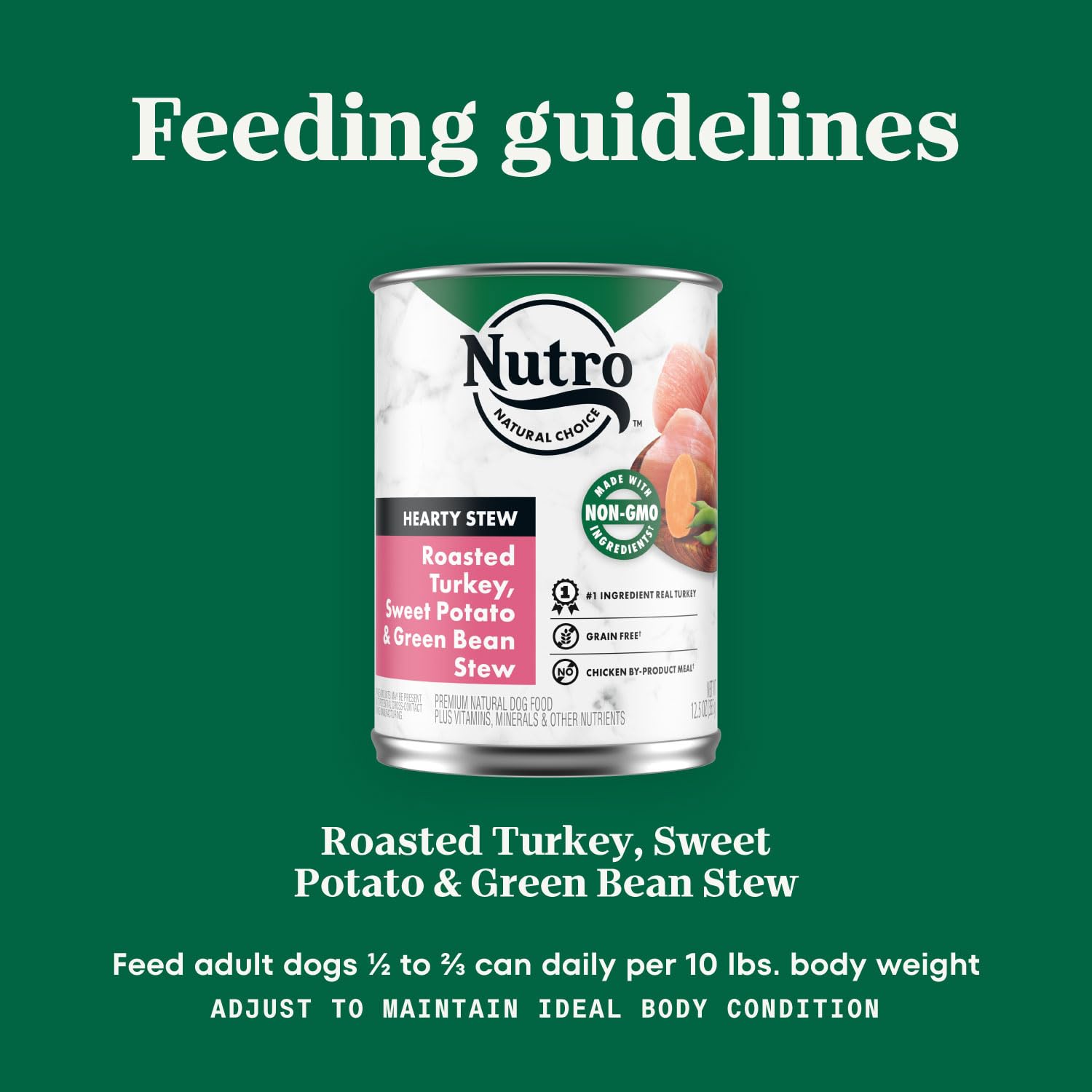 Nutro Hearty Stew Cuts in Gravy Adult Wet Dog Food Turkey Recipe, 12.5 oz Cans (12 Count, Pack of 1)