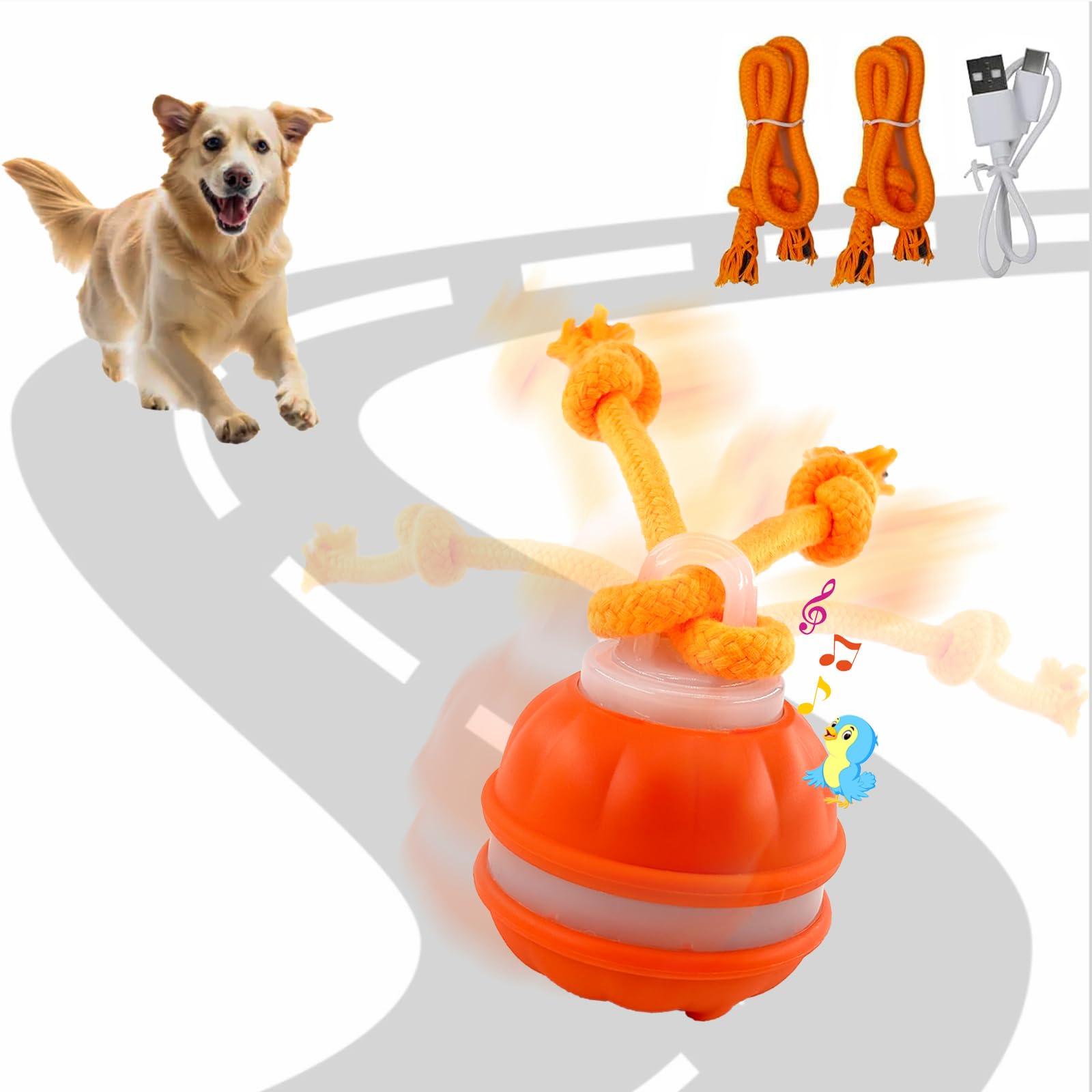 Klursy Interactive Dog Toys,Peppy Pet Ball for Dogs,Motion Activate Rolling Ball for Puppy/Medium Dogs,Active Rolling Dog Bal l 