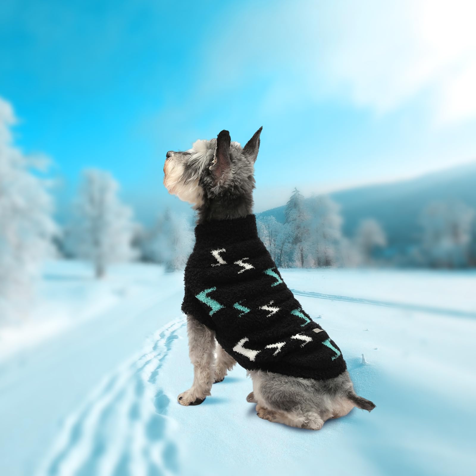 Mengmengda Dog Sweaters For Small Dogs Boy Girl Dog Pullover Sweater Dog Clothes Cold Weather Cable Knitwear Thick Warm Outfits For Chihuahua Bulldog Dachshund Pug Yorkie (Black-S