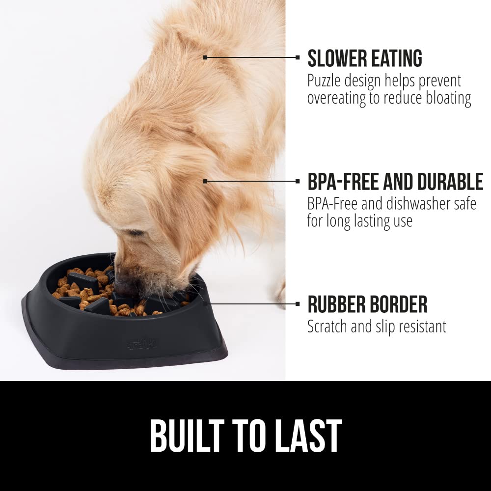 GORILLA GRIP Patent Pending Slow Feeder Dog Bowls, Interactive Puzzle Toy for Dogs and Cats Food Training, Keeps Pets Busy and P