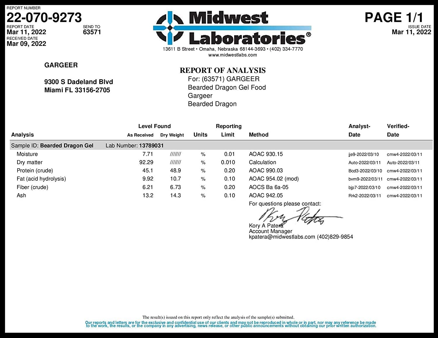 Gargeer 8oz Bearded Dragon Food. Complete Gel Diet for Both Juveniles and Adults. Proudly Made in The USA, Using Premium Ingredi