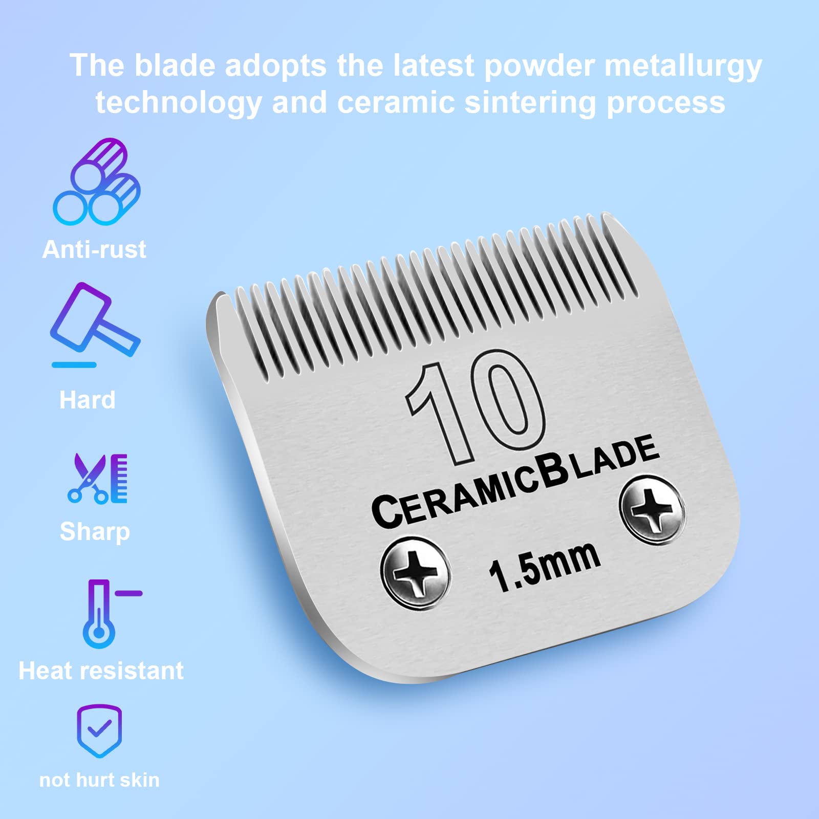 10 Dog Grooming Replacement Ceramic Blades Compatible With Wahl,Oster,Andis Dog Detachable Clipper,Cut Length 1/16-Inch,2 Pack