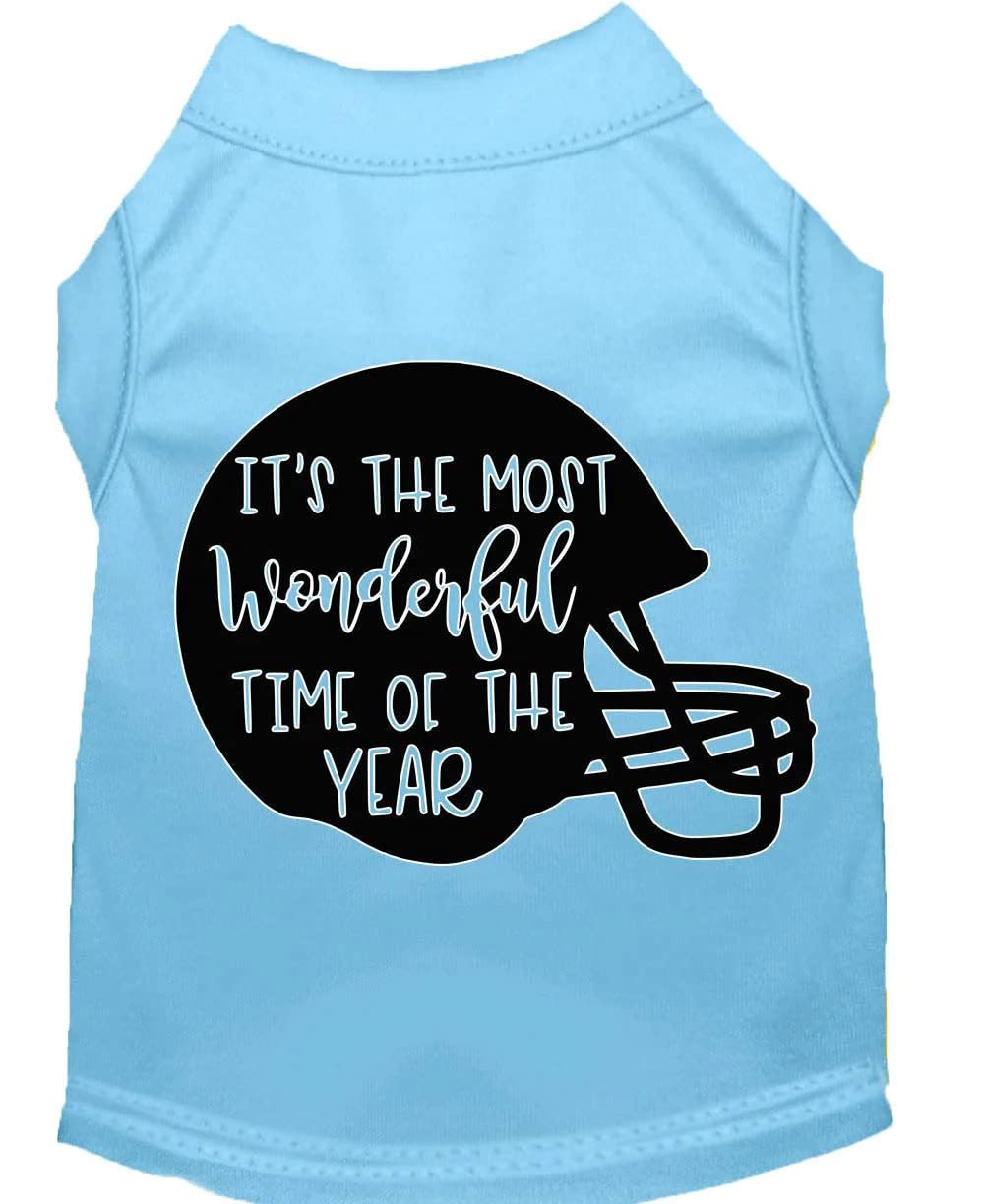 Pet Dog & Cat Shirt Screen Printed, "It's The Most Wonderful Time Of The Year (Football)" Red 3XL (25-35 lbs.)