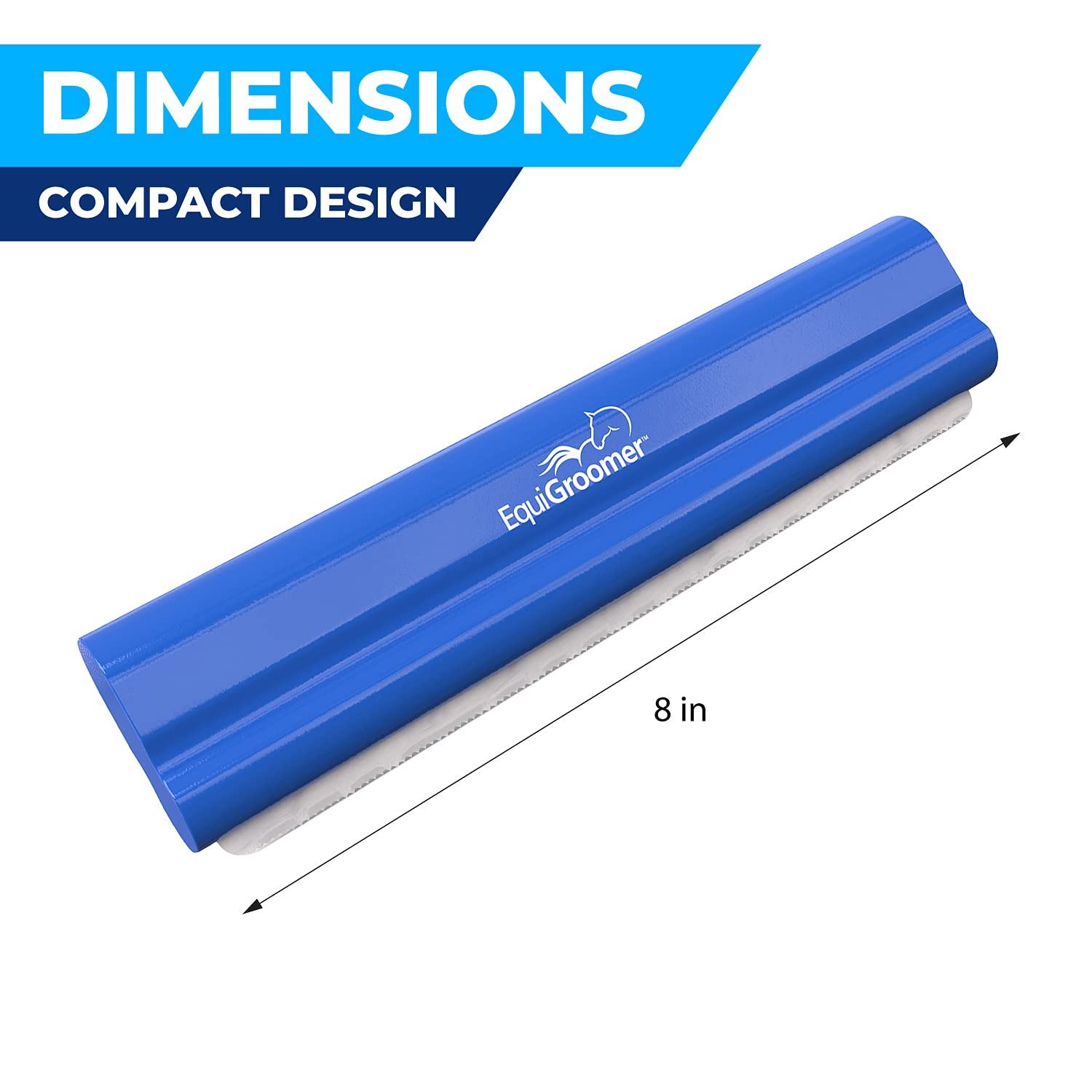 Equigroomer Deshedding Brush, 8-Inch For Horses And Large Pets, Blue, Removes Loose Dirt, Hair, And Fur, Professional Undercoat Grooming Tool