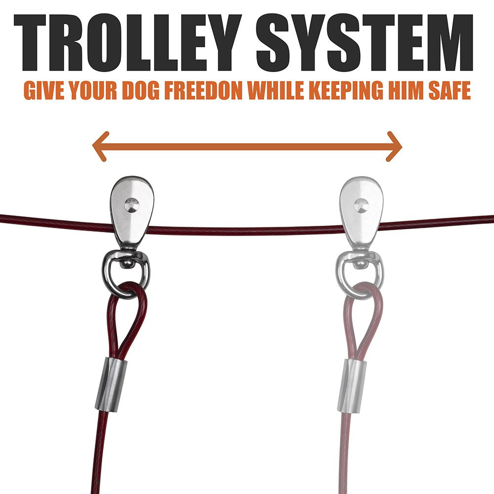 Bv Dog Trolley Cable, Dog Trolley System, Camping For Dogs - Up To 125 Lbs | Dog Runner Outside, Dog Cable For Yard Heavy Duty | Dog Cable 60 Ft | Outdoor Camping Zipline (125Lbs/ 60Ft/ Trolley)