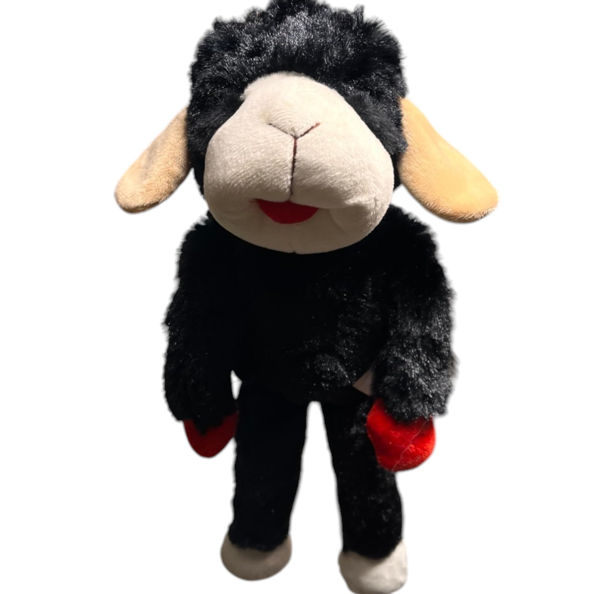 Multipet 14" Black Plush Lamb Chop Dog Toy with Squeaker - Soft, Durable Pet Companion