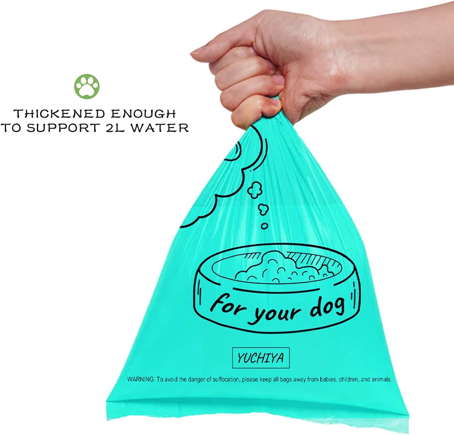 Dog Poop Pickup Bags Holder Dispenser With Standard-Sized Leak-Proof Scented Doggy Waste Bags And Carabiner With Safety Lock&Fas