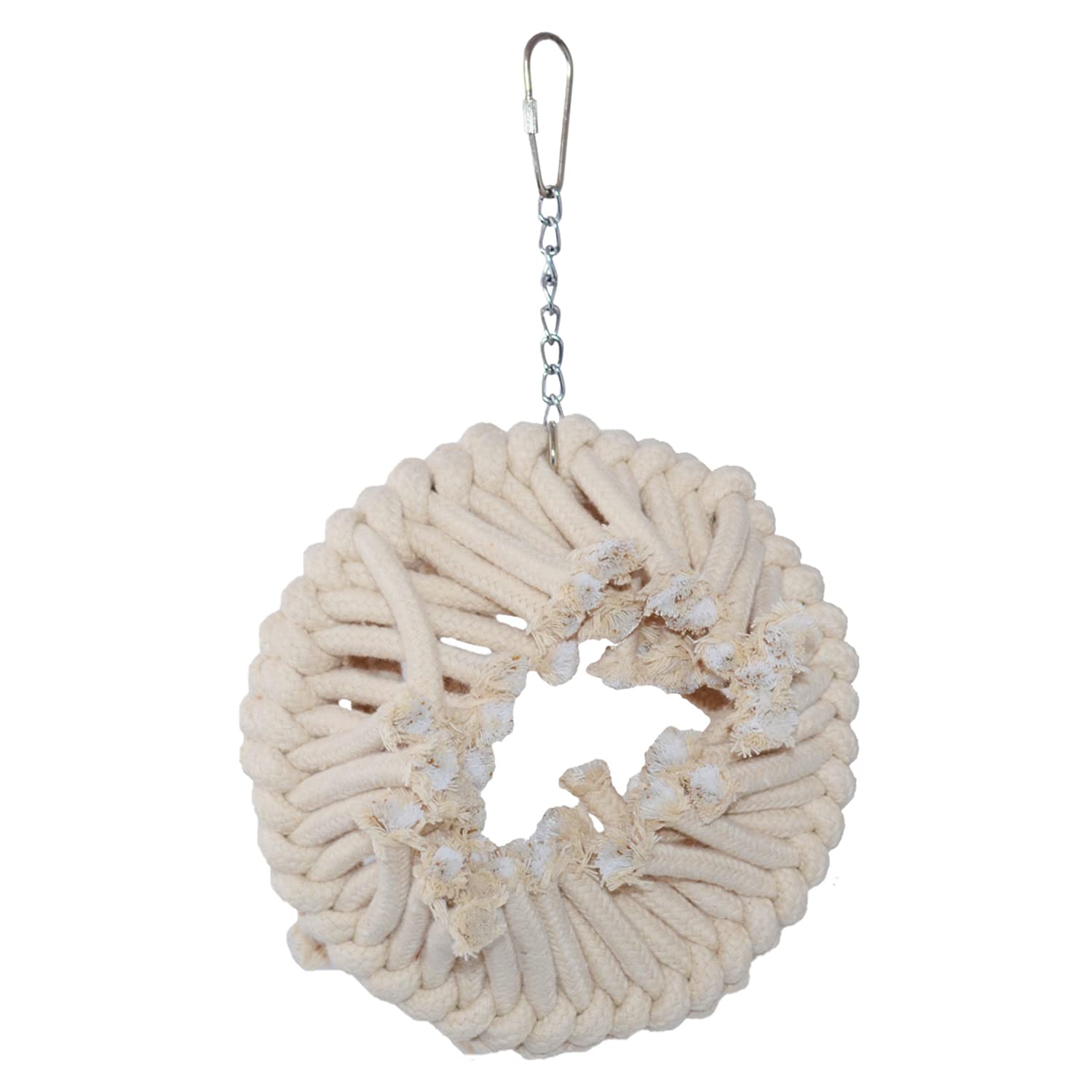 Super Bird Creations Sb130 Snuggle Ring Bird Toy - Comforting Cotton Rope Hideaway - Durable Steel Ring, Safe Cage Attachment -