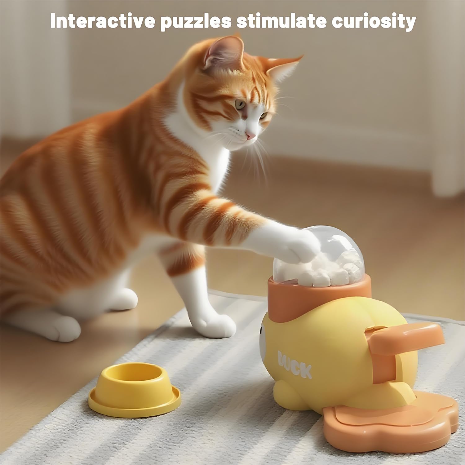 2-in-1 Interactive Duck-Shaped Snack Dispenser, Educational Training Toy, Slow Feeder to Reduce Bloating, Suitable for Cats and