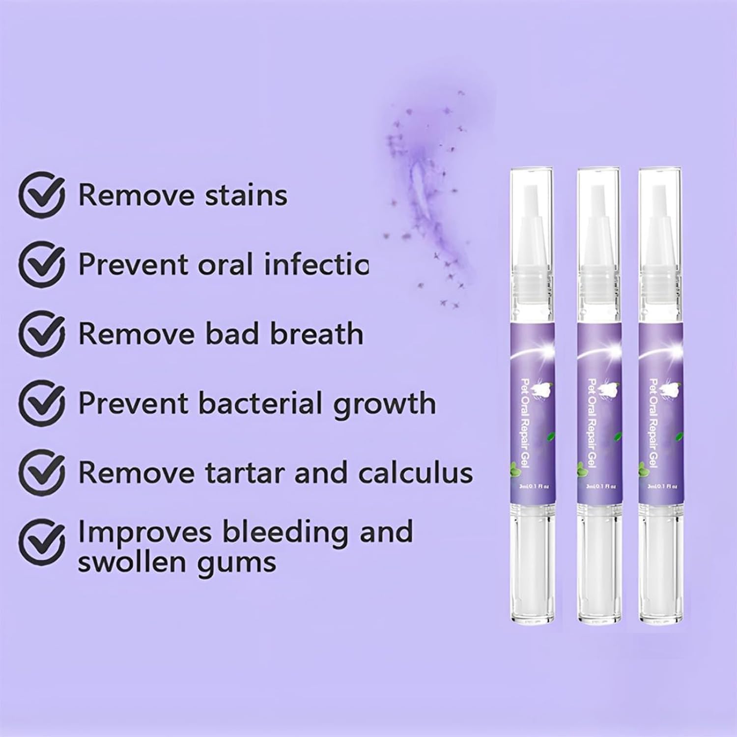 3Pcs Pet Oral Repair Gel, Pet Oral Restoration Whitening Gel, Pet Teeth Care Gel Cleaner Teeth & Fresher Breath, Without Brushin