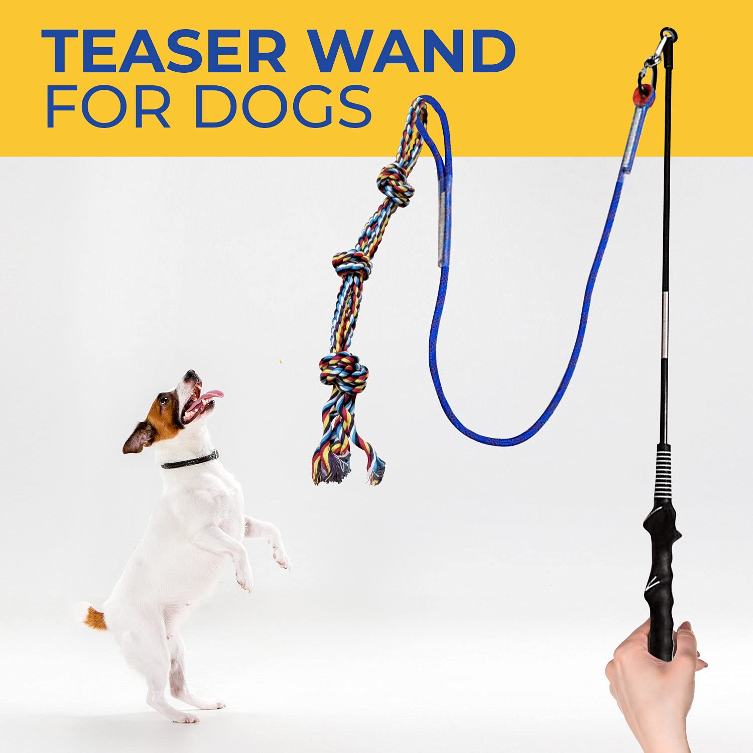 CHEERING PET Flirt Pole for Dogs, Teaser Wand with Colorful Braided Rope Tether, Exercise Fun for Dogs, Durable Interactive Dog