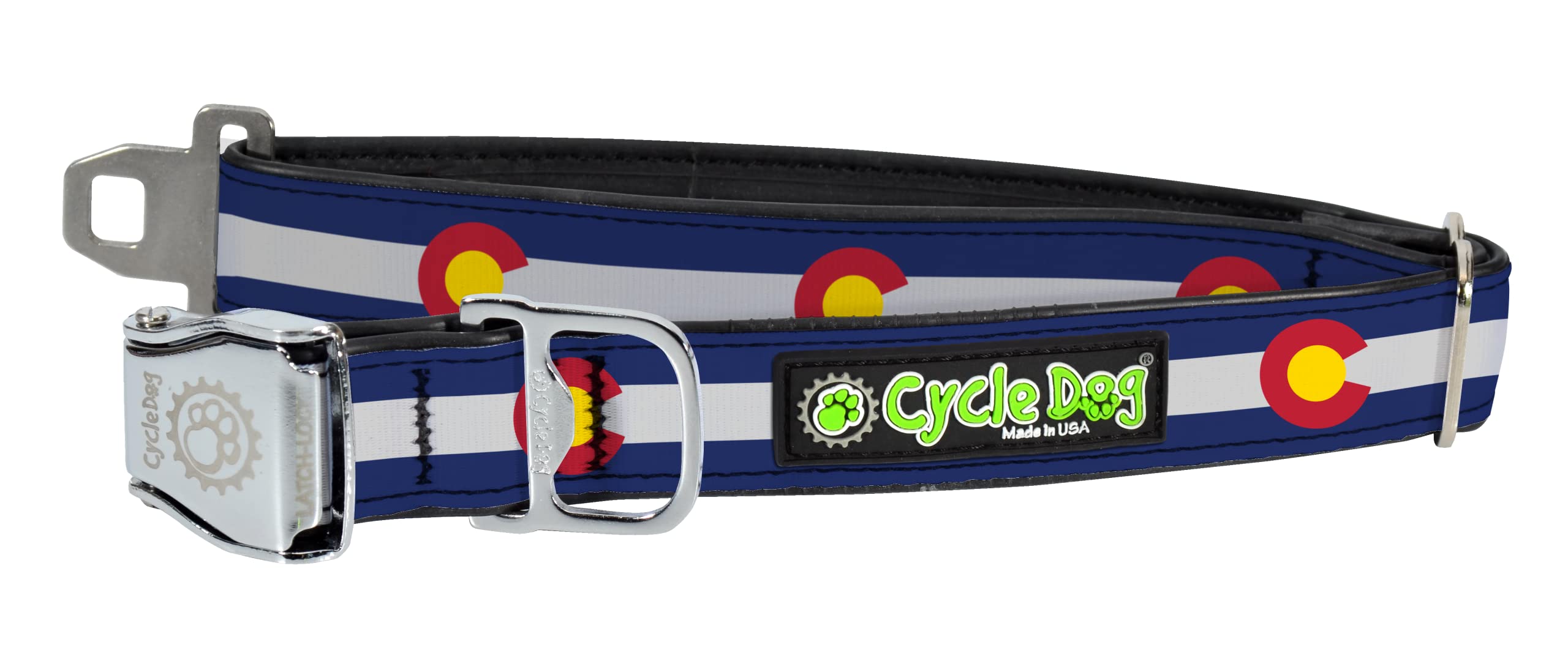 Cycle Dog Rcm-Co-M Colorado Bottle Opener Dog Collar With Airline, Medium (12'-21'),Blue