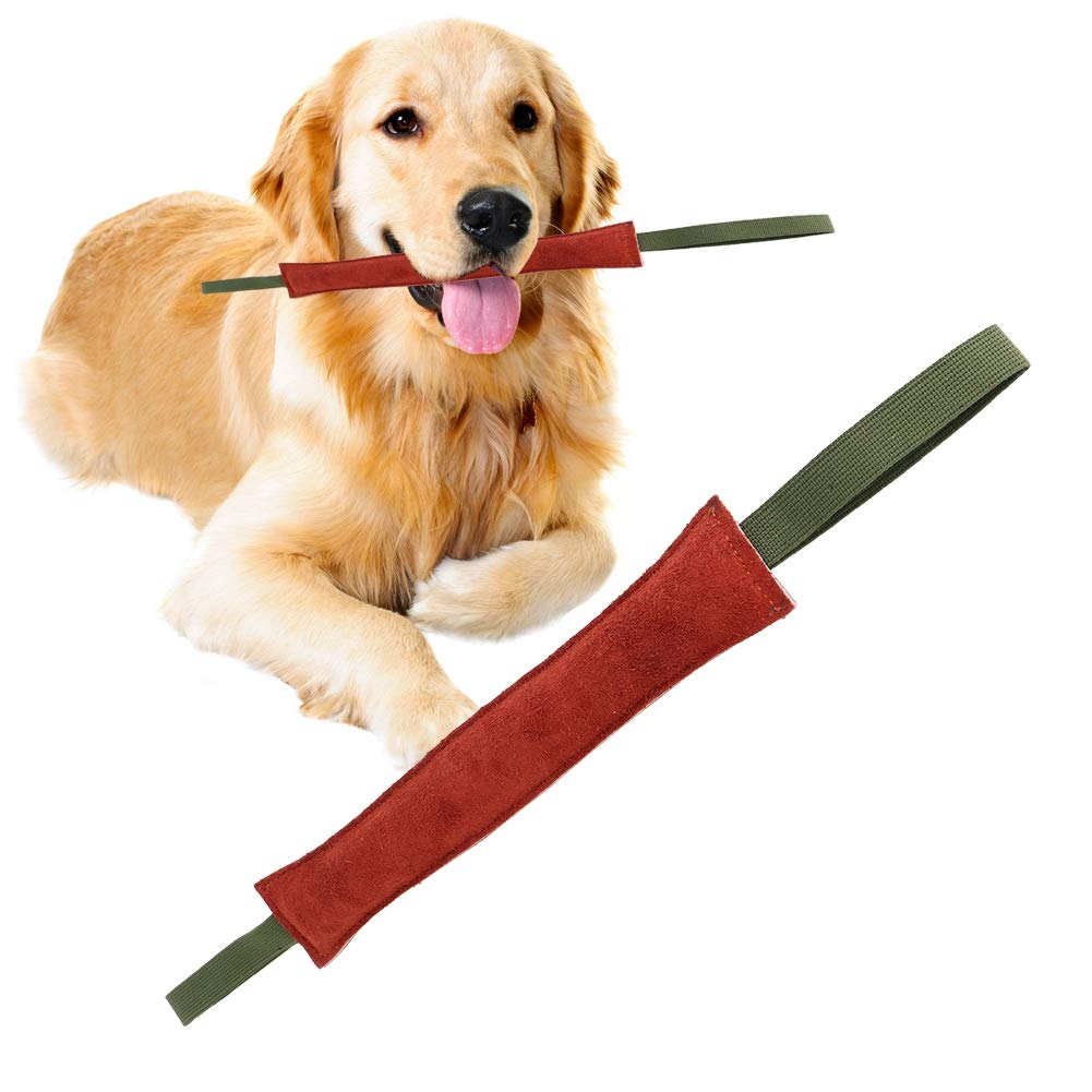 Dog Bite Tug Toy Leather Dog Training Bite Pillow Dog Training Rod Toy Puppy Training Interactive Toy With 2 Strong Handles