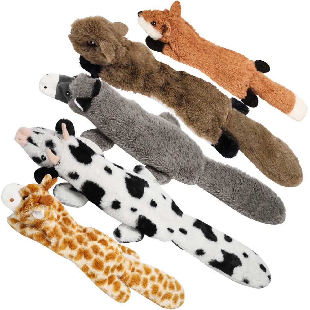 Nocciola 5 Pcs Crinkle Dog Squeaky Toys, Durable Plush Dog Toys, No Stuffing Dog Toys For Small Medium Large Dogs, Stuffless Pup