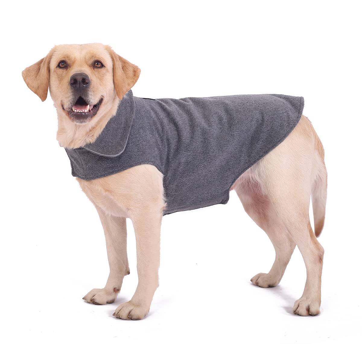 Fleece Dog Coat Pet Jacket Reflective For Cold Weather For Extra Large To Small Pets(Grey,L)
