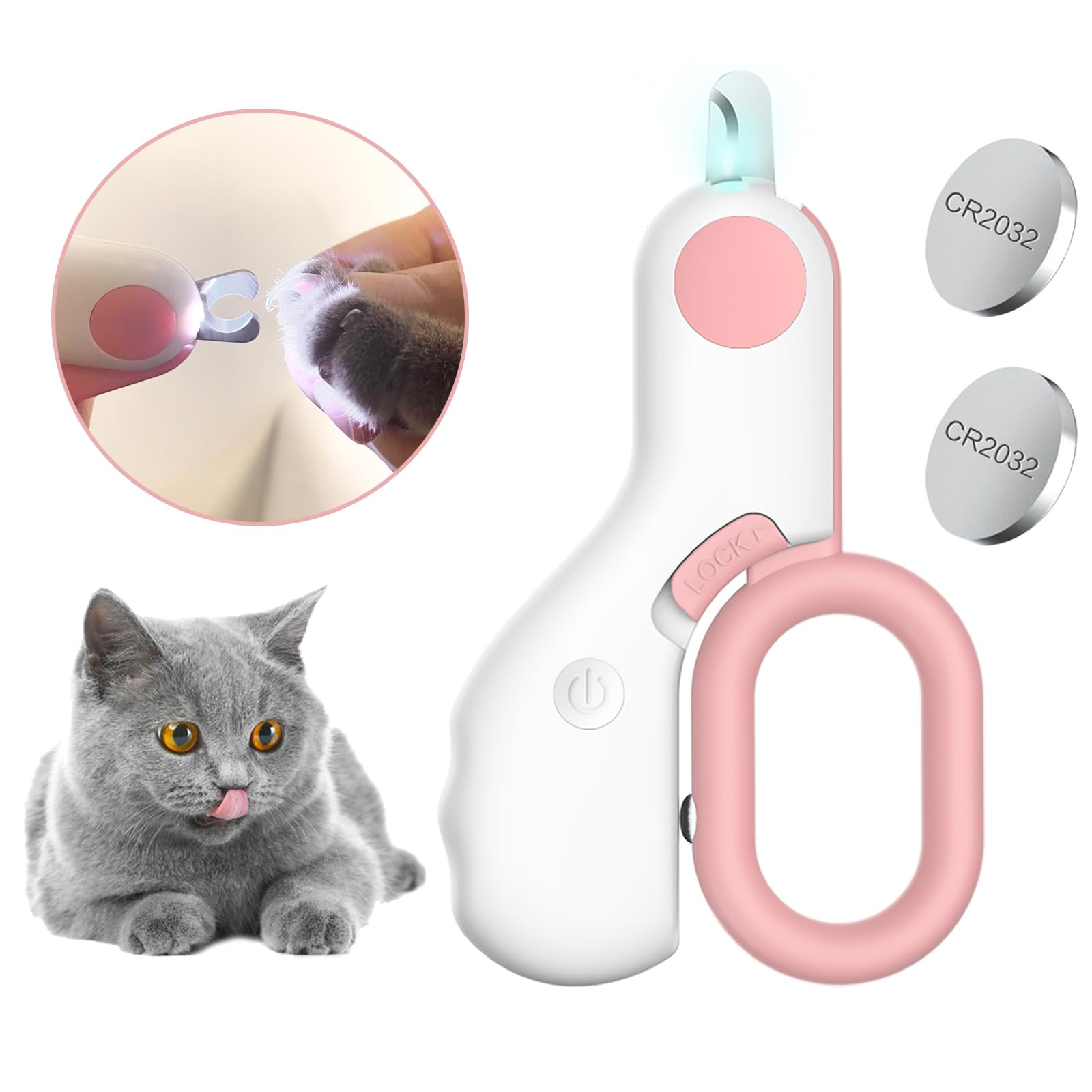 Woleigiao Pet Nail Clippers With Led Lights Cat Nail Clippers For Indoor Cats Nail Trimmer Clippers For Small Dog Nail Trimmers 