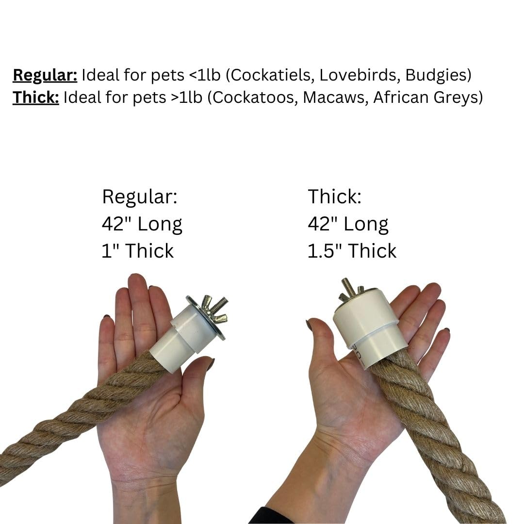 42 Inch Natural Rope (Regular) - Flexible Bendable Climbing Rope Perch Cage Accessory Toy - Sugar Gliders, Squirrels, Degus, Mar