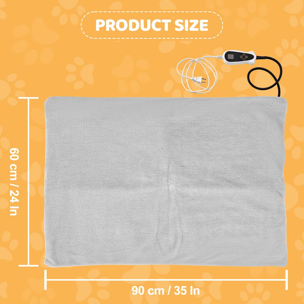 Pet Heating Pad For Cats Dogs With Timer Temperature Adjustable, Electric Heating Mat Indoor, Adjustable Warming Mat, Waterproof