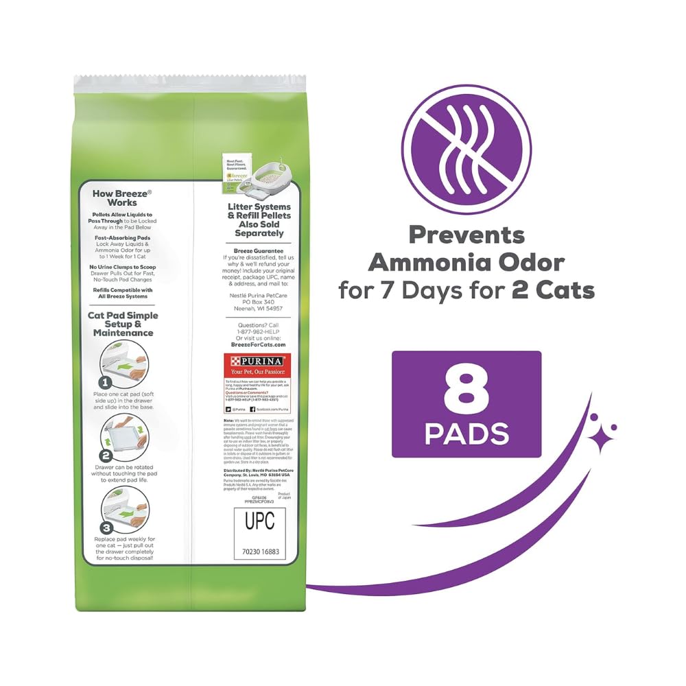 Purina Tidy Cats Cat Litter Accessories, Breeze Pads Refill Pack Multi Cat Litter 8 Count Bag 8 Count (Pack Of 4)