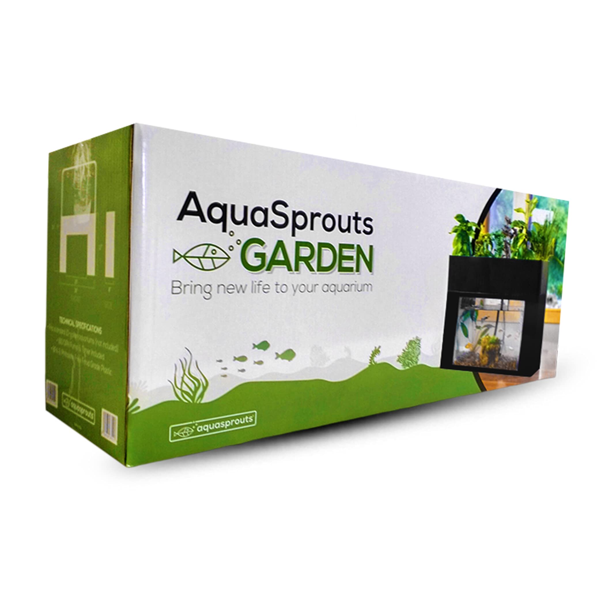 Aquasprouts Aquaponics Garden, Self-Sustaining Desktop Aquarium Hydroponics Ecosystem Kit, Fits Standard 10 Gallon Aquariums