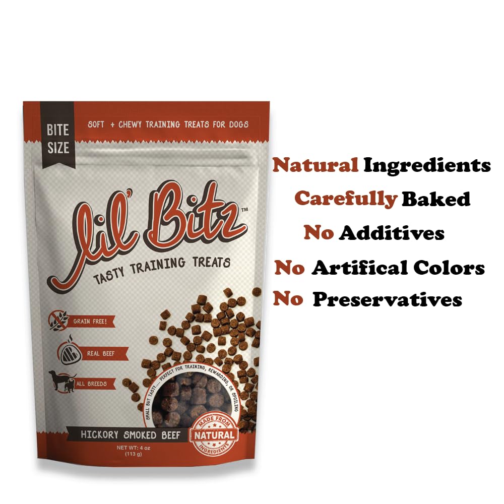 Lil Bitz Training Treats for Dogs and Cats (1 Pack, All Dog Sizes - Hickory Smoked Beef)