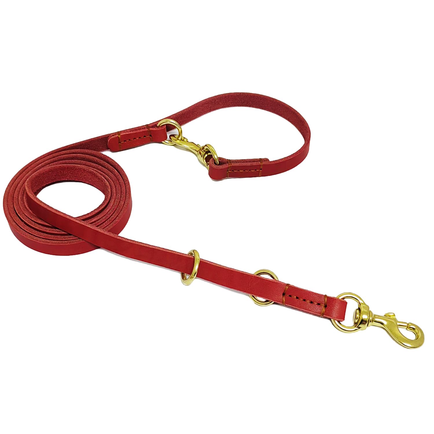 Lwbmg Multi Function Leather Dog Leash 8Ft Genuine Leather Leash Hands Free Dog Leash Double Ended Dog Training Leash For Medium