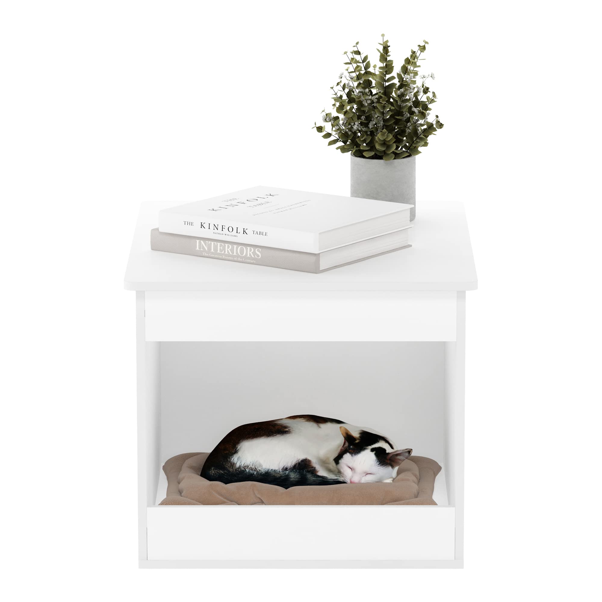 Furinno Peli Top Opening Litter Box Enclosure, Solid White