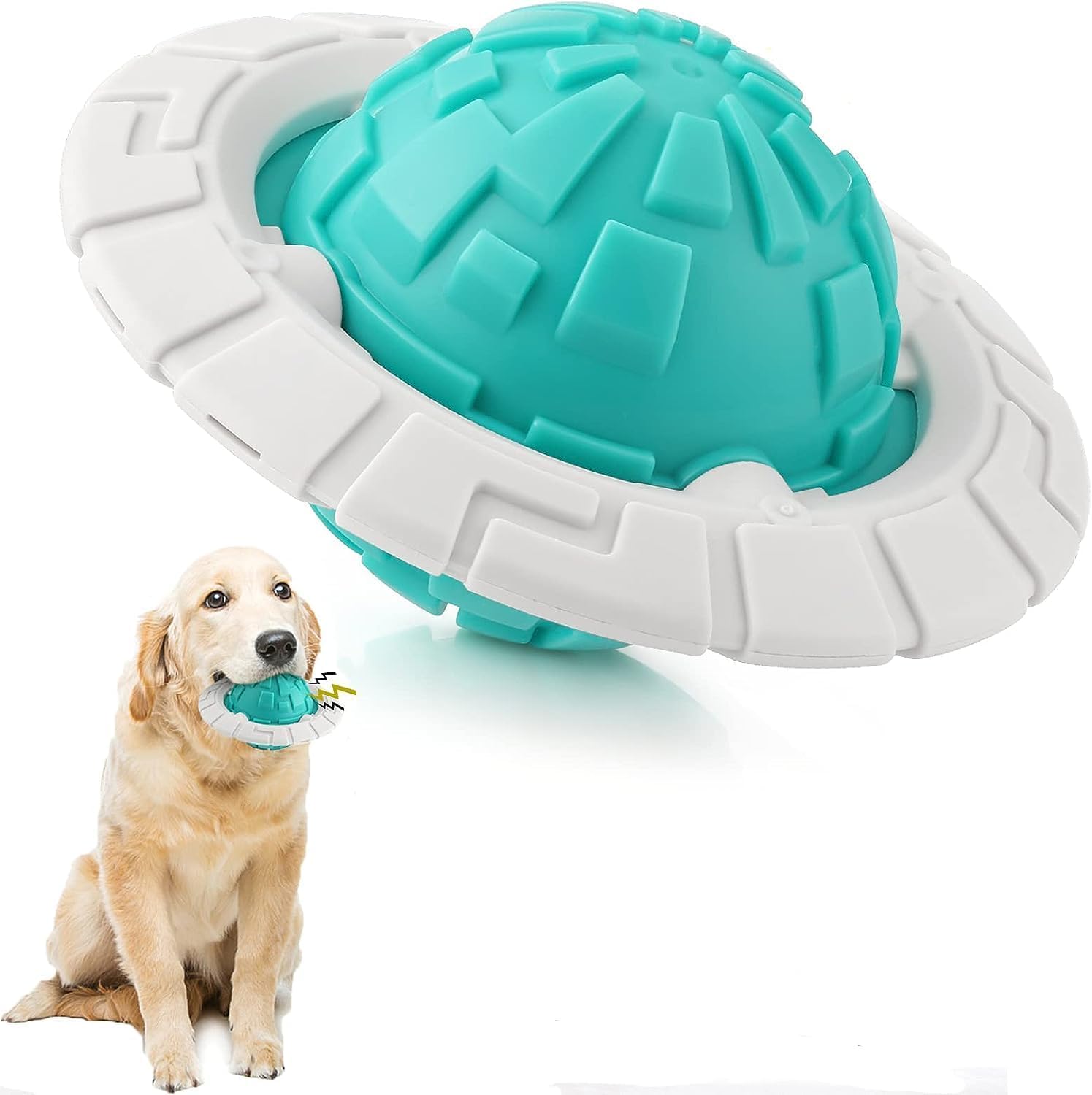 Charfia KIMEE Dog Toys for Aggressive Chewers, Rubber Dog Ball Toy, Indestructible Squeaky Chew Toy, Interactive Fetch Ball for 