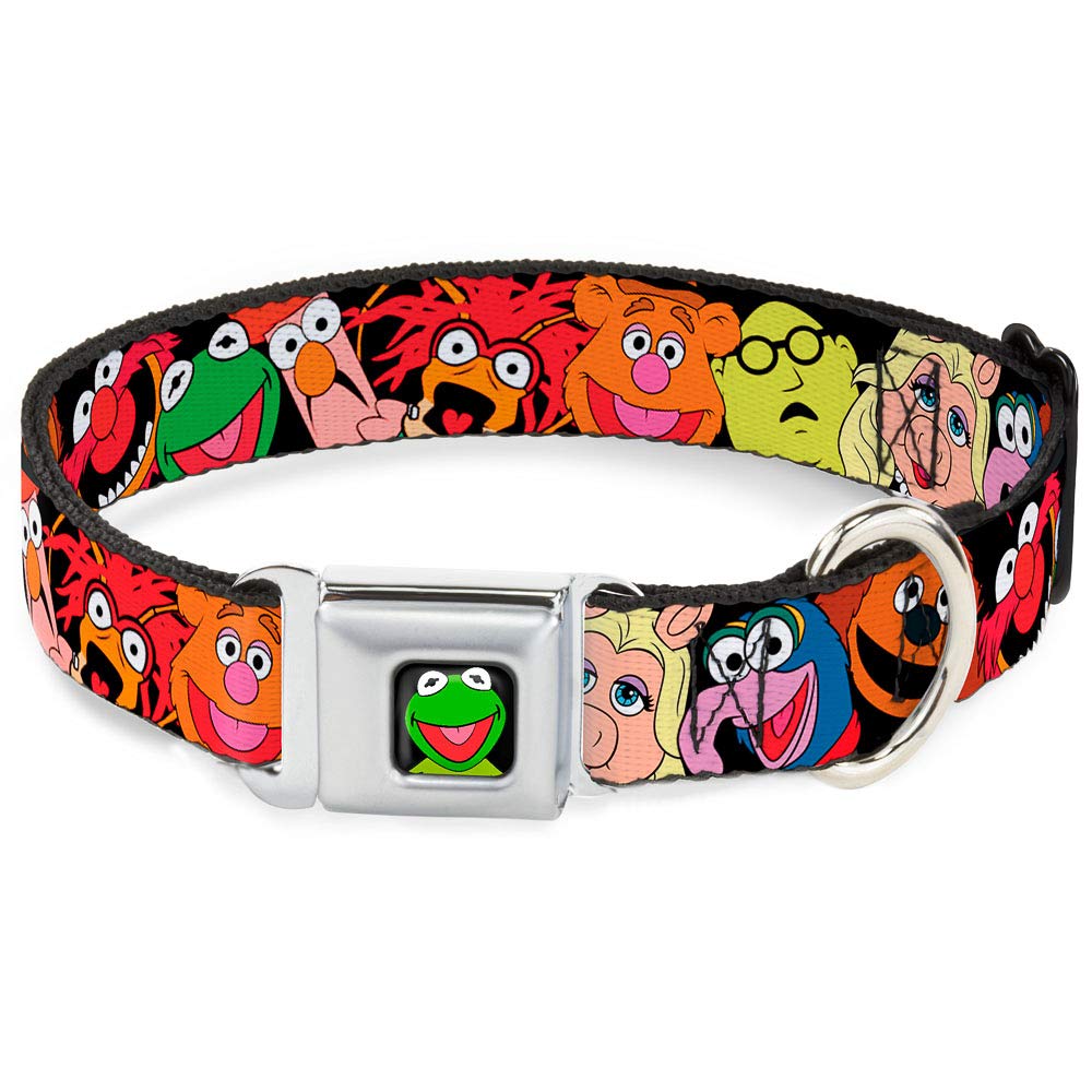 Buckle-Down Seatbelt Buckle Dog Collar - Muppets Faces Black - 1'' Wide - Fits 15-26'' Neck - Large
