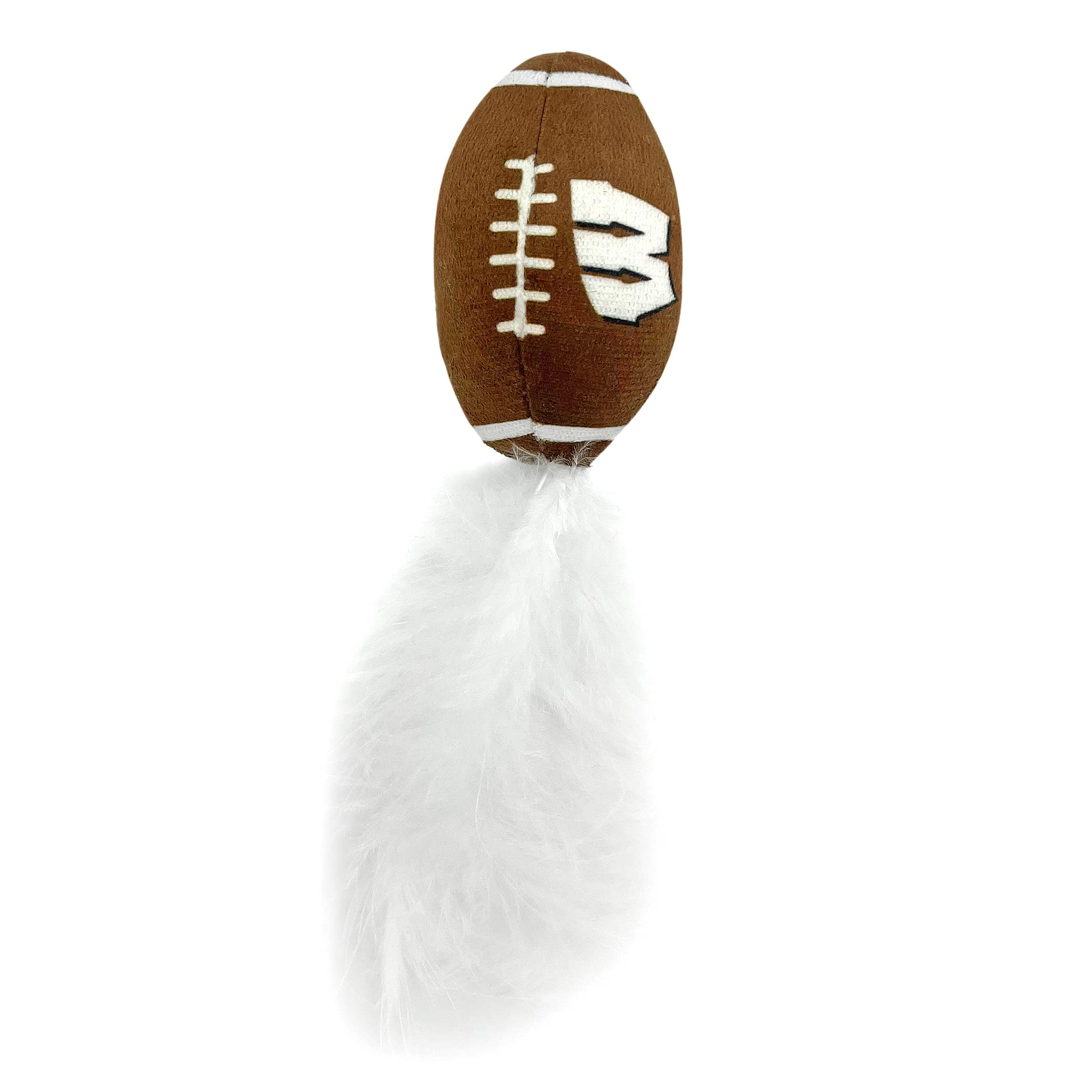 Best Plush Cat Toy - Ncaa Wisconsin Badgers Complete Set Of 3 Piece Cat Toys Filled With Fresh Catnip. Includes: 1 Helmet Cat Toy, 1 Football Cat Toy With Feathers & 1 Beer Bottle. Beautiful Team Logo