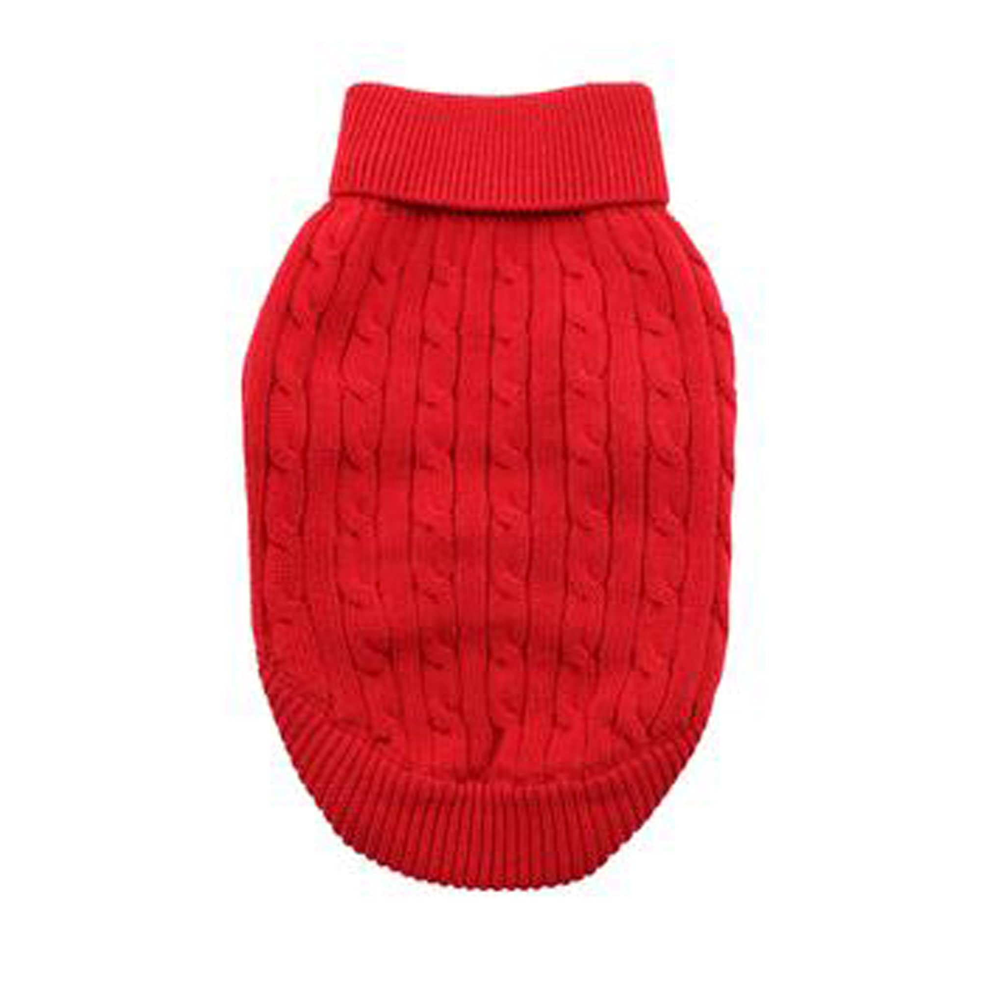 Doggie Design Combed Cotton Cable Knit Dog Sweater - Fiery Red (X-Small)