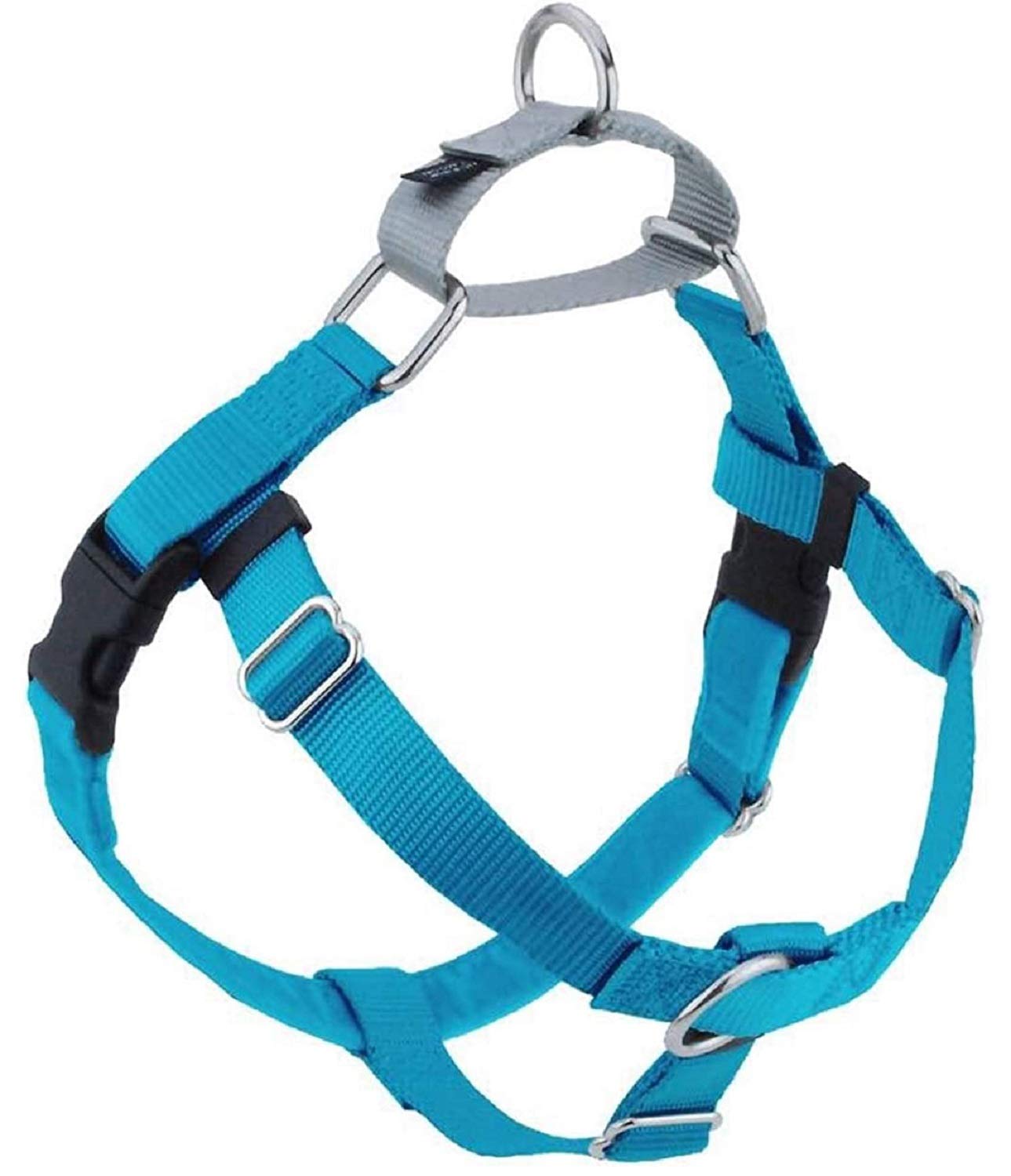 2 Hounds Design Freedom No Pull Dog Harness, Adjustable Harness, Easy Walking & Comfortable Control, Fits Small, Medium & Large Dogs, Solid Colors, Made In Usa, 1' Lg, Turquoise