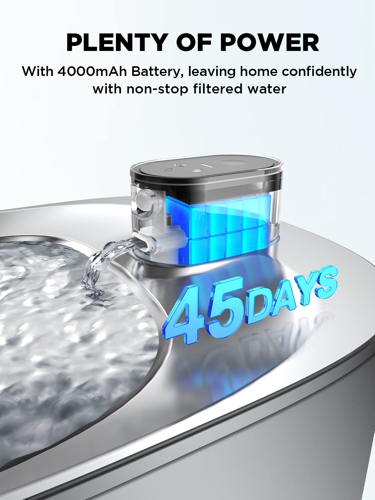 Cordless Cat Water Fountain, Battery Operated, 4L/135Fl Oz Stainless Steel Pet Water Fountain For Cats Dogs With Motion Sensor,