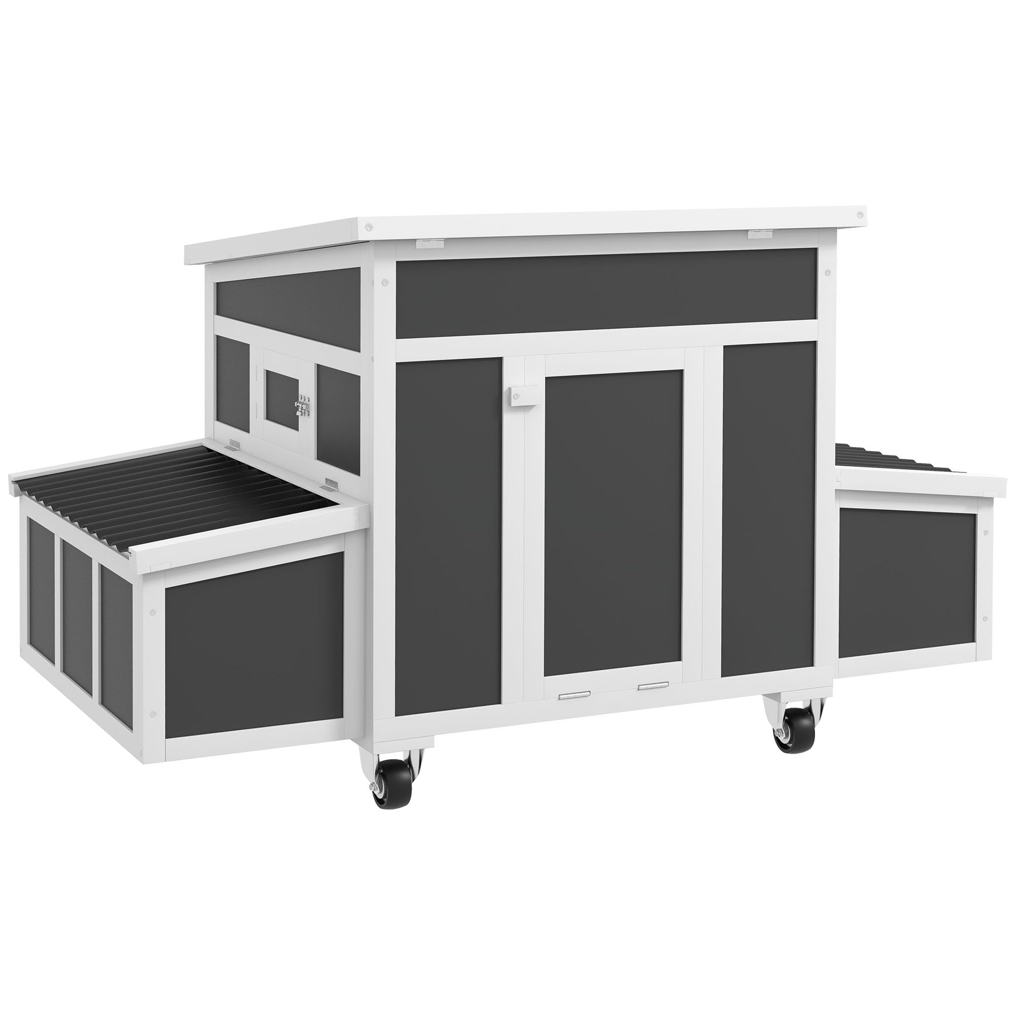 PawHut Wooden Chicken Coop, Chicken Tractor for 6 Chickens, Outdoor Poultry Cage Rabbit Hutch Duck Coop Hen House with Nesting B
