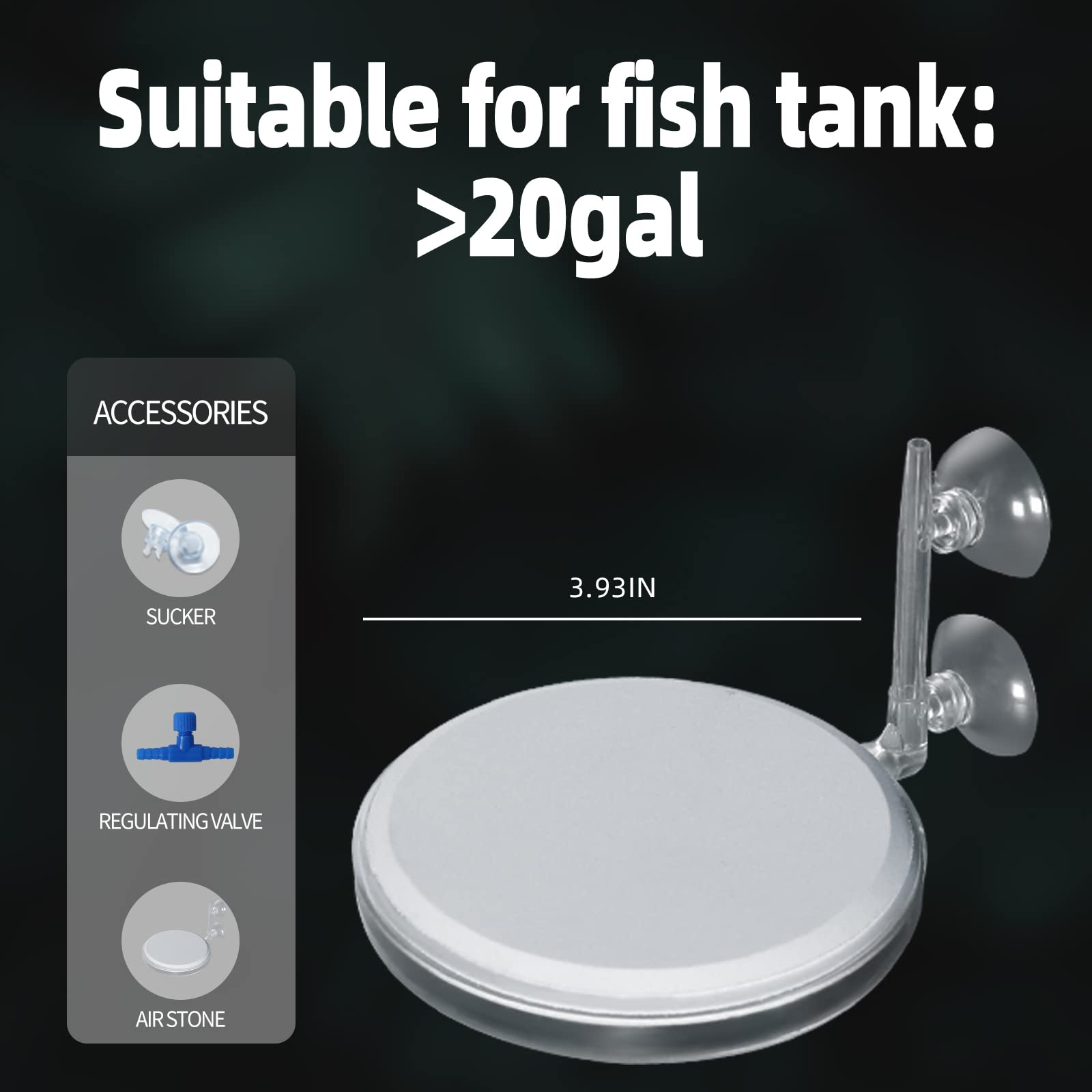 Upettools Aquarium Air Stone Fish Tank Nano Bubble Stone Kit With Control Valve Quiet Super-High Dissolved Oxygen Diffuser Makes Super Tiny Bubbles For Fish Tank And Hydroponic (T100)