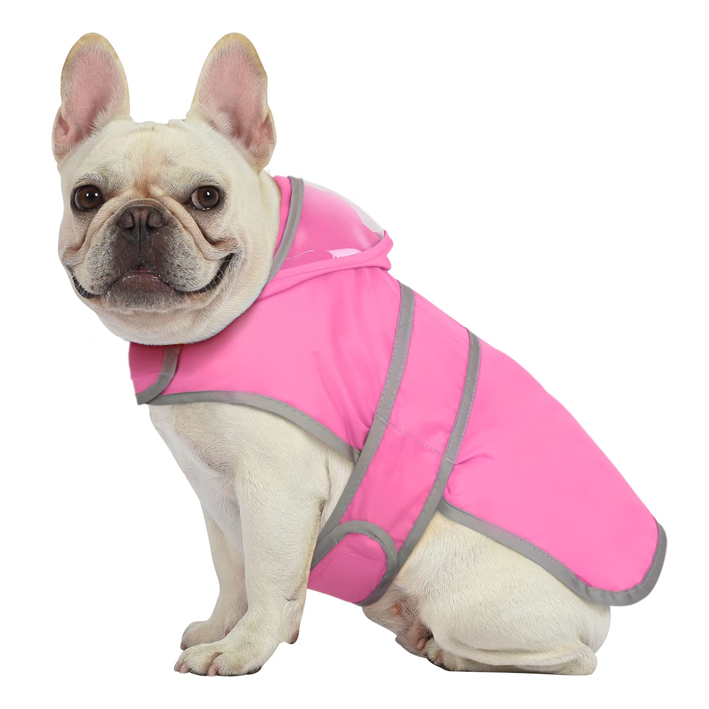 Hde Dog Raincoat With Clear Hood Rain Jacket Poncho For Small Medium Large Dogs Pink - S