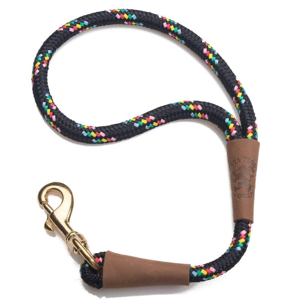 Mendota Pet Traffic Leash - Short Dog Lead - Made In The Usa - Black Confetti, 1/2 In X 16 In