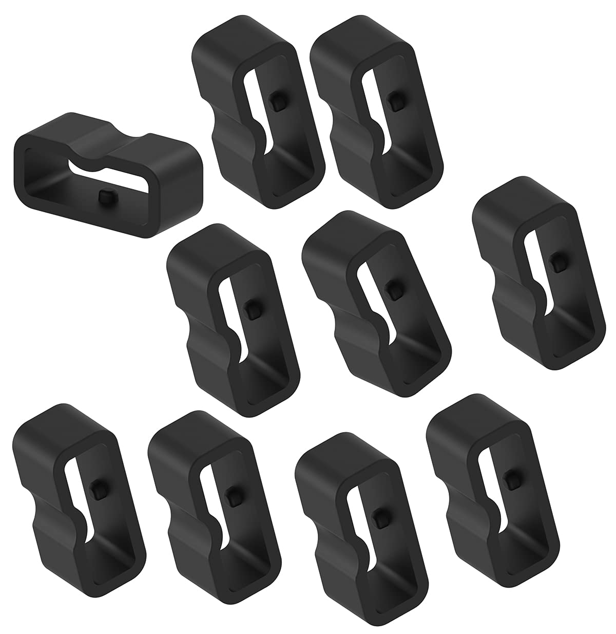10-Pack Black Silicone Secure Band Keepers Fasteners Rings Holders Loops For Tencloud Pet Collar Set Of 12 Or 16 Adjustable Id Collars Leather (Black, Small)