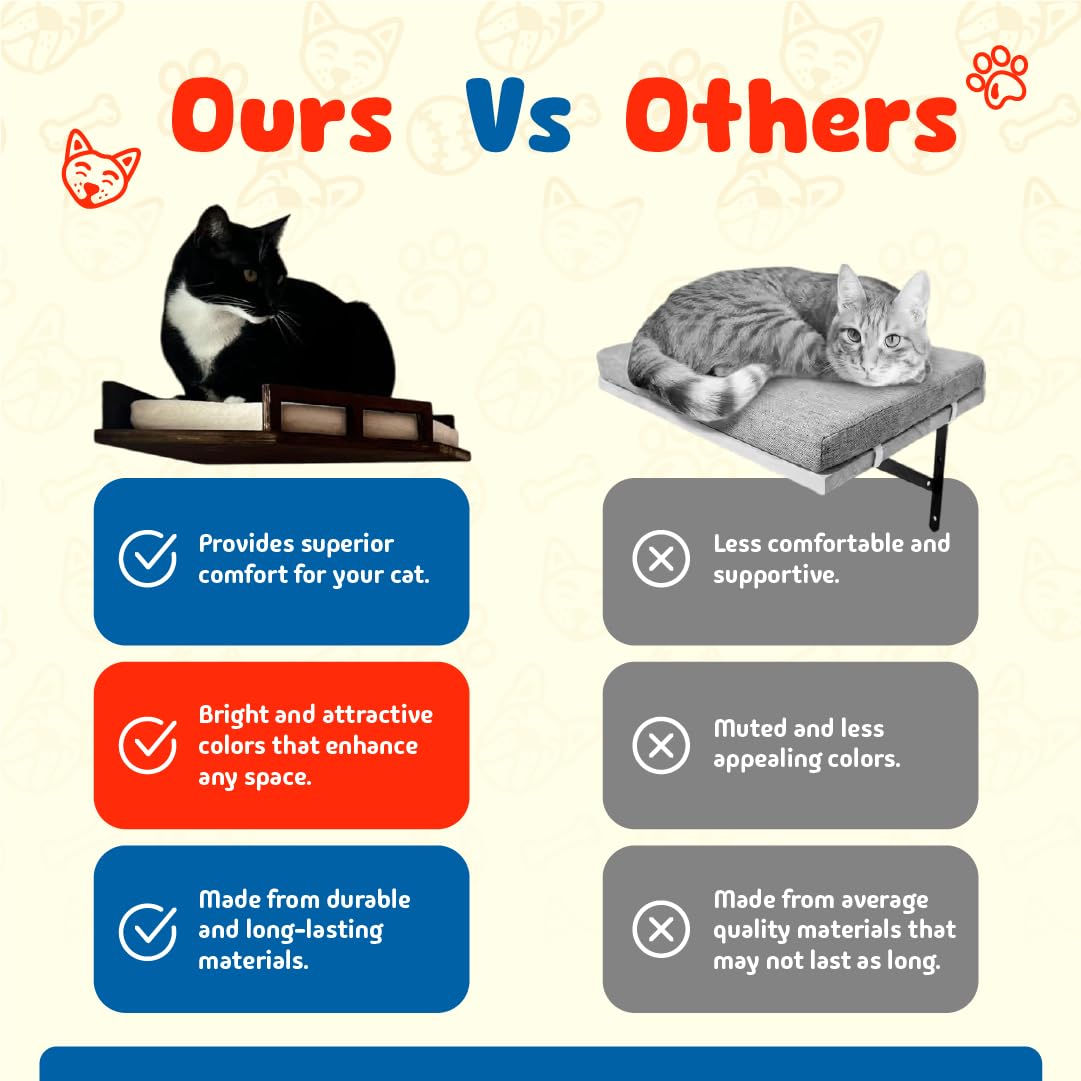 Daphinx Cat Wall Shelves, 2 Steps, 1 Corner Shelf. Wall Mounted Cat Furniture, Cat Climbing Shelves, Large Cats Climber Set, Dar