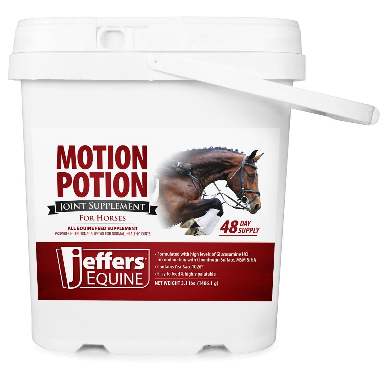 Jeffers Motion Potion Horse Joint Supplement Pellets - Glucosamine HCL, MSM, Chondroitin, Hyaluronic Acid, Vitamin C & E, Daily 