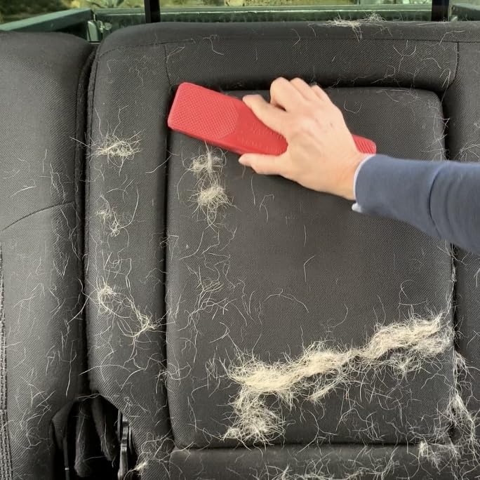 Striphair Gentle Groomer - Original For Horses Dogs 6-In-1 Shedding Grooming Massage (Soft Red)