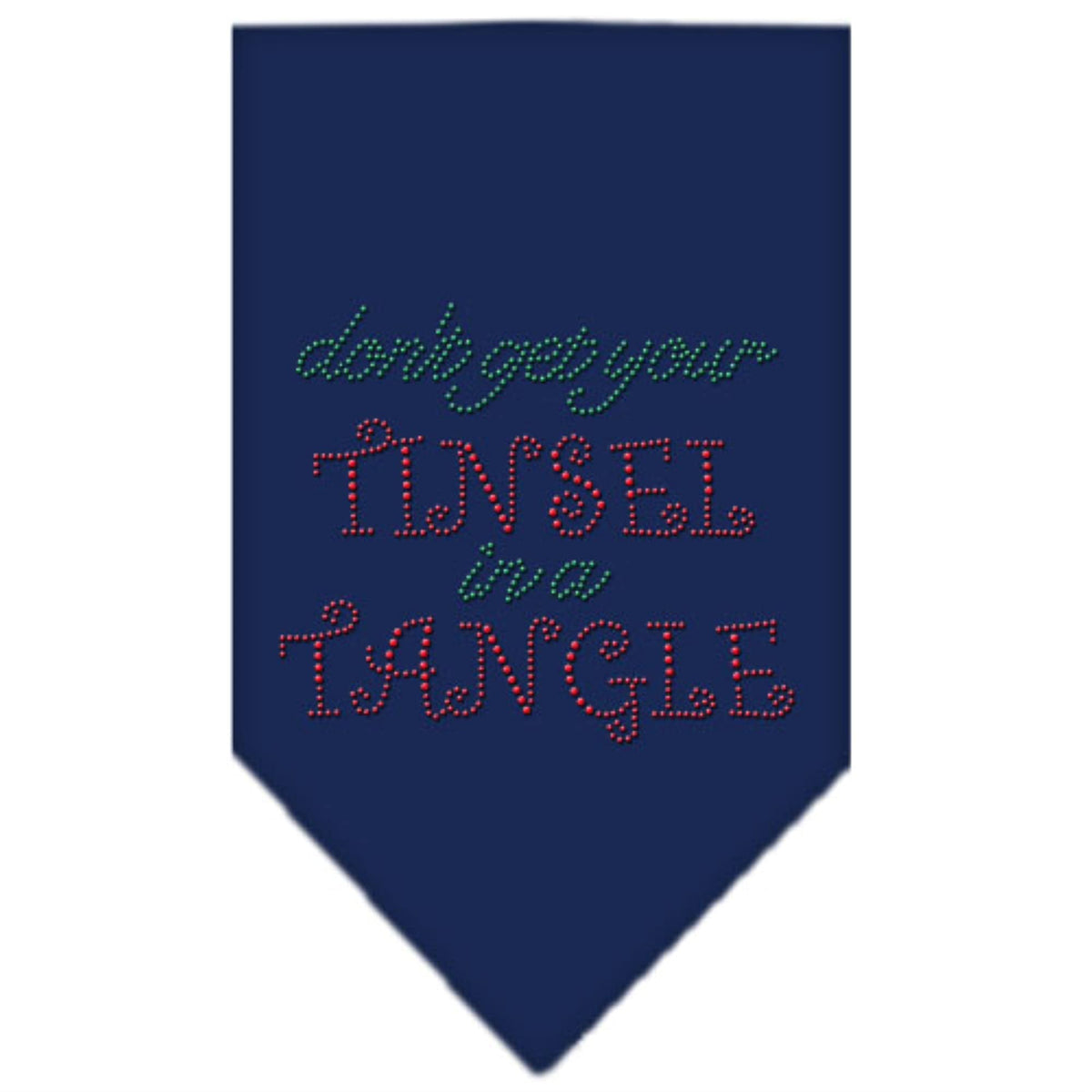 Christmas Pet and Dog Bandana Rhinestone, &quot;Don't Get Your Tinsel In A Tangle&quot; Navy Blue Large