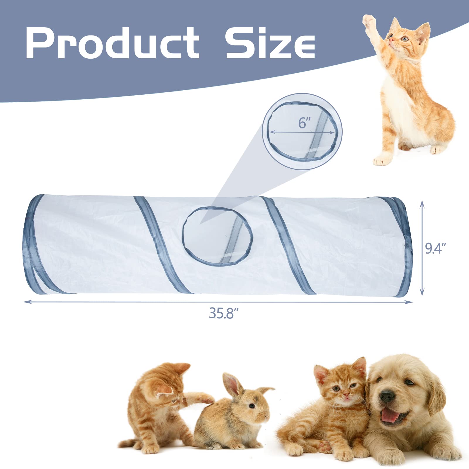 Sheldamy Cat Tunnel, 2-Way Cat Tunnels For Indoor Cats, Collapsible Cat Play Tunnel, Interactive Toy Maze Cat House With 1 Play