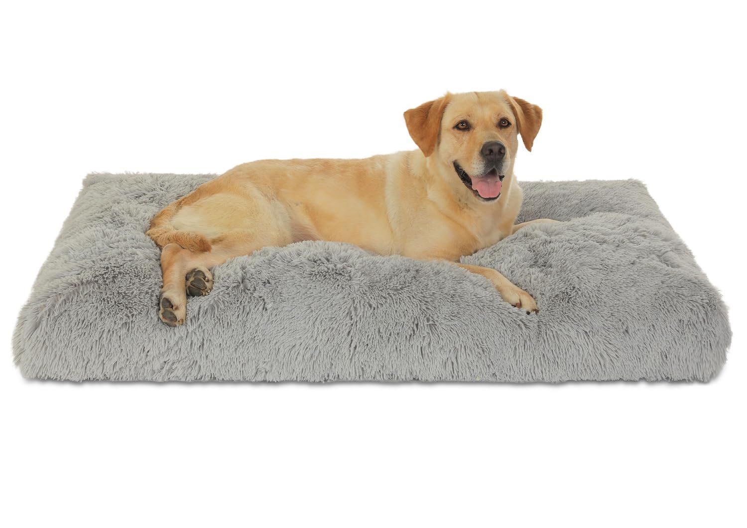 Bedfolks Waterproof Crate Bed, Plush Pad With Removable Cover, Faux Fur For Xxl Dogs, Fluffy Washable Kennel Bed 47''X29'', Soli