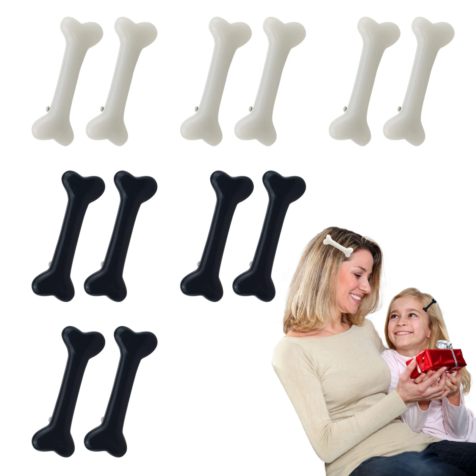 12 Pack Dog Bone Hair Clip Decorative Side Band Clips For Christmas Halloween Cosplay Costume Alligator Hair Clips